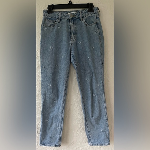 PACSUN Women Mom Jean Half Moon High Waist Jeans Size 25 Denim Blue - Picture 1 of 9